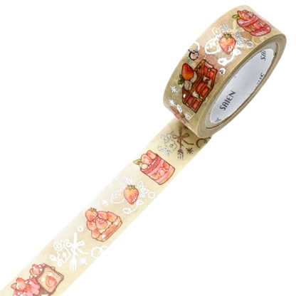 SAIEN - Washi Tape - Silver Foil - Strawberry Sweets