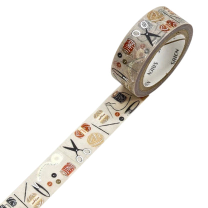 SAIEN - Washi Tape - Silver Foil - Sewing