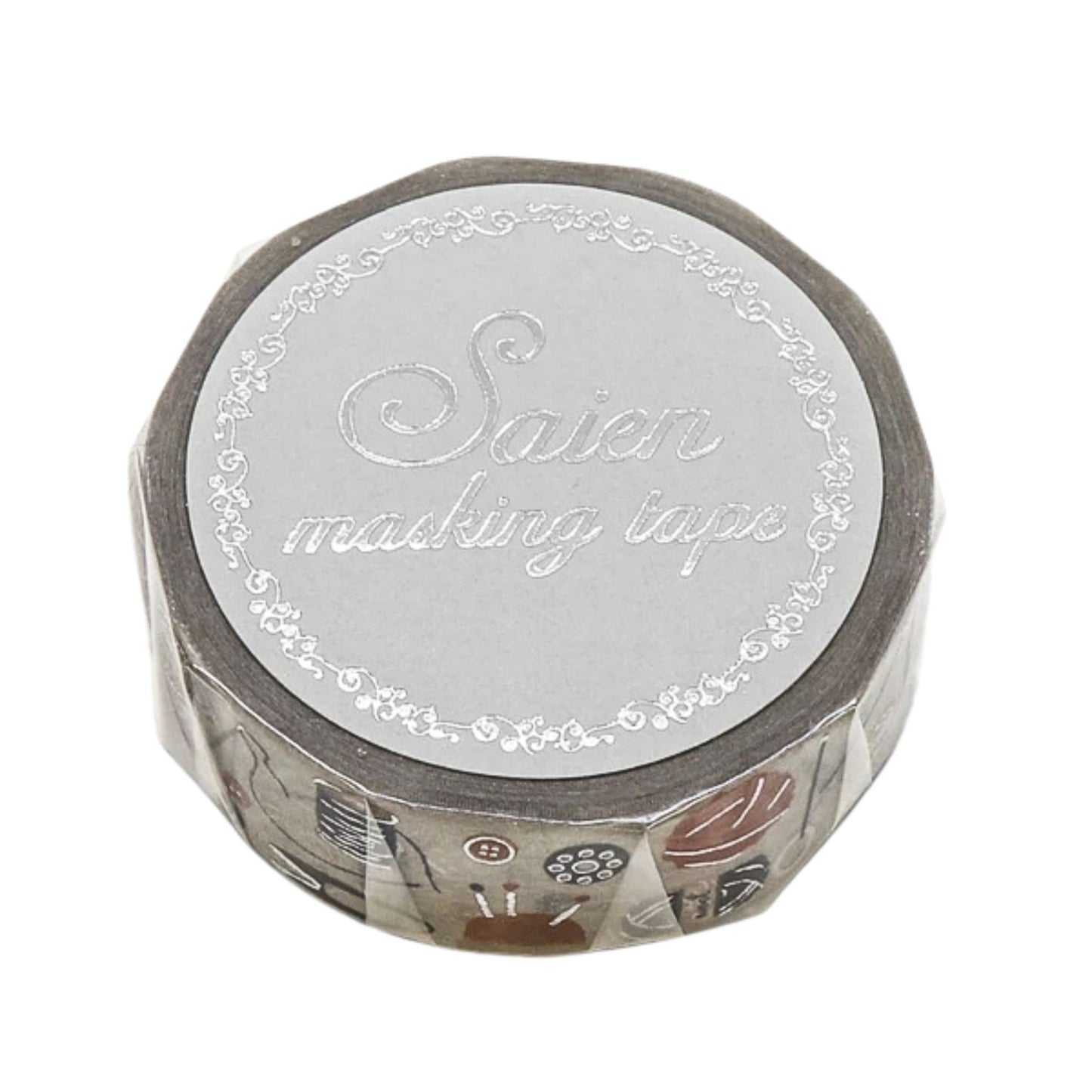 SAIEN - Washi Tape - Silver Foil - Sewing