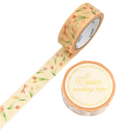 SAIEN - Washi Tape - Gold Foil - Tulip