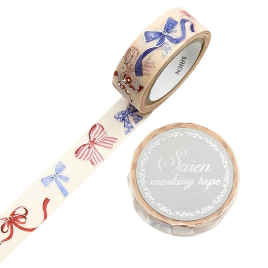 SAIEN - Washi Tape - Silver Foil - Sparkly Ribbon