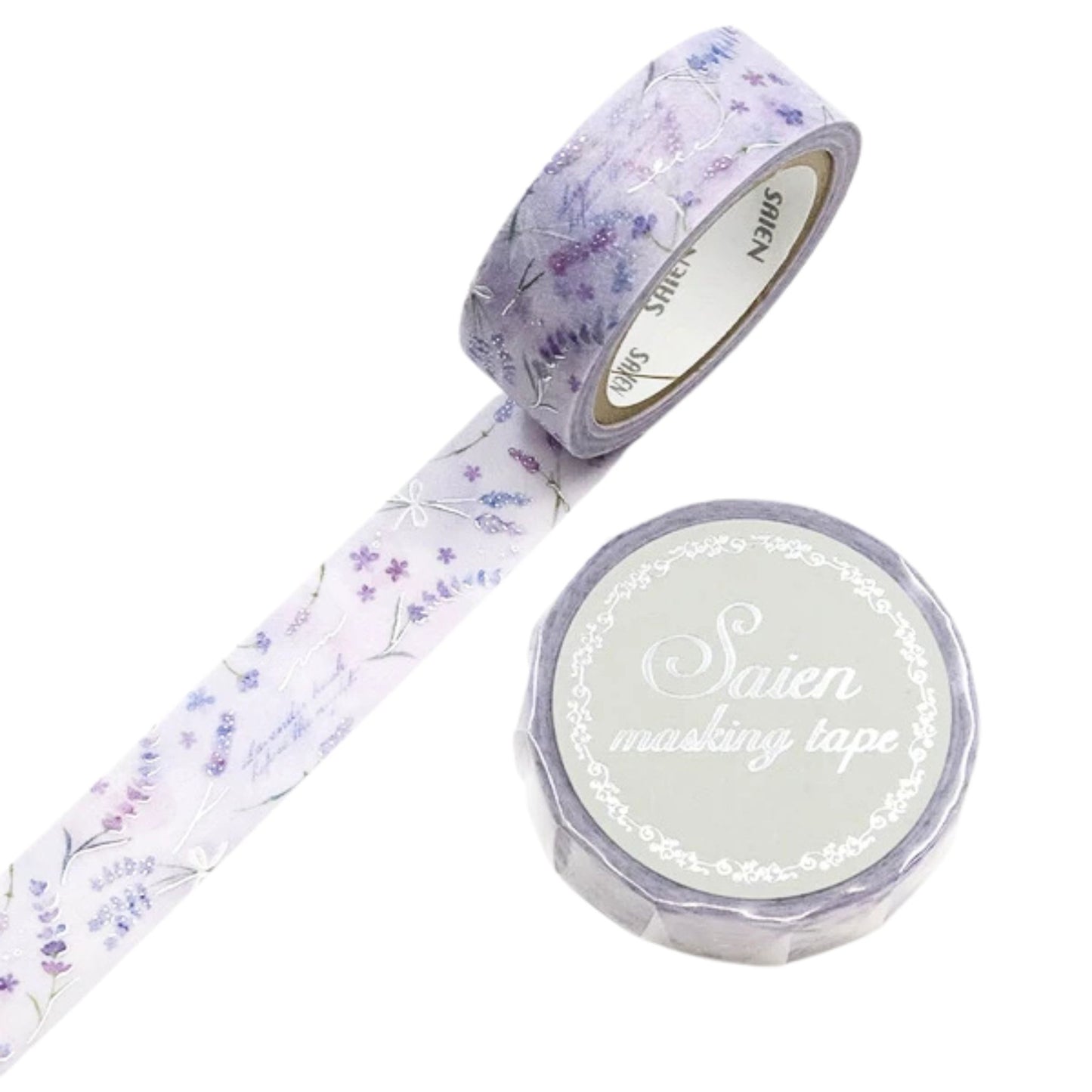 SAIEN - Washi Tape - Silver Foil - Lavender
