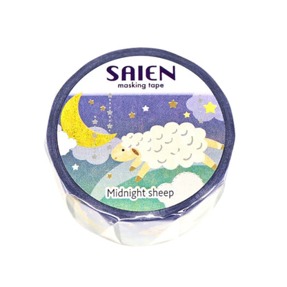 SAIEN - Washi Tape - Silver & Gold Foil - Midnight Sheep