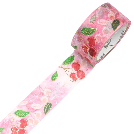 SAIEN - Washi Tape - Silver & Gold Foil - Cherry