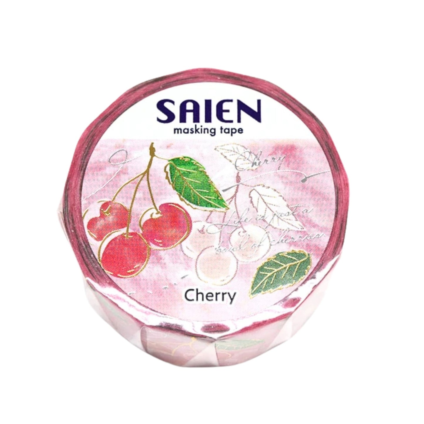 SAIEN - Washi Tape - Silver & Gold Foil - Cherry