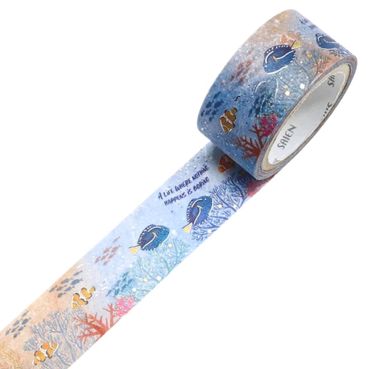 SAIEN - Washi Tape - Silver & Gold Foil - Tropical Fish