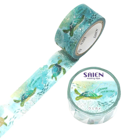 SAIEN - Washi Tape - Silver & Gold Foil - Sea Turtle
