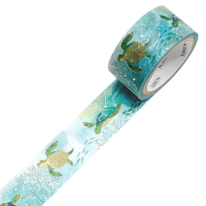 SAIEN - Washi Tape - Silver & Gold Foil - Sea Turtle