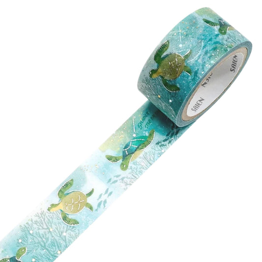 SAIEN - Washi Tape - Silver & Gold Foil - Sea Turtle