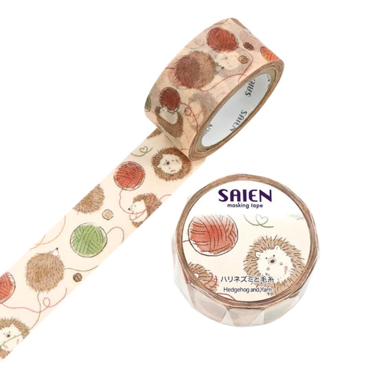 SAIEN - Washi Tape - Hedgehog & Yarn