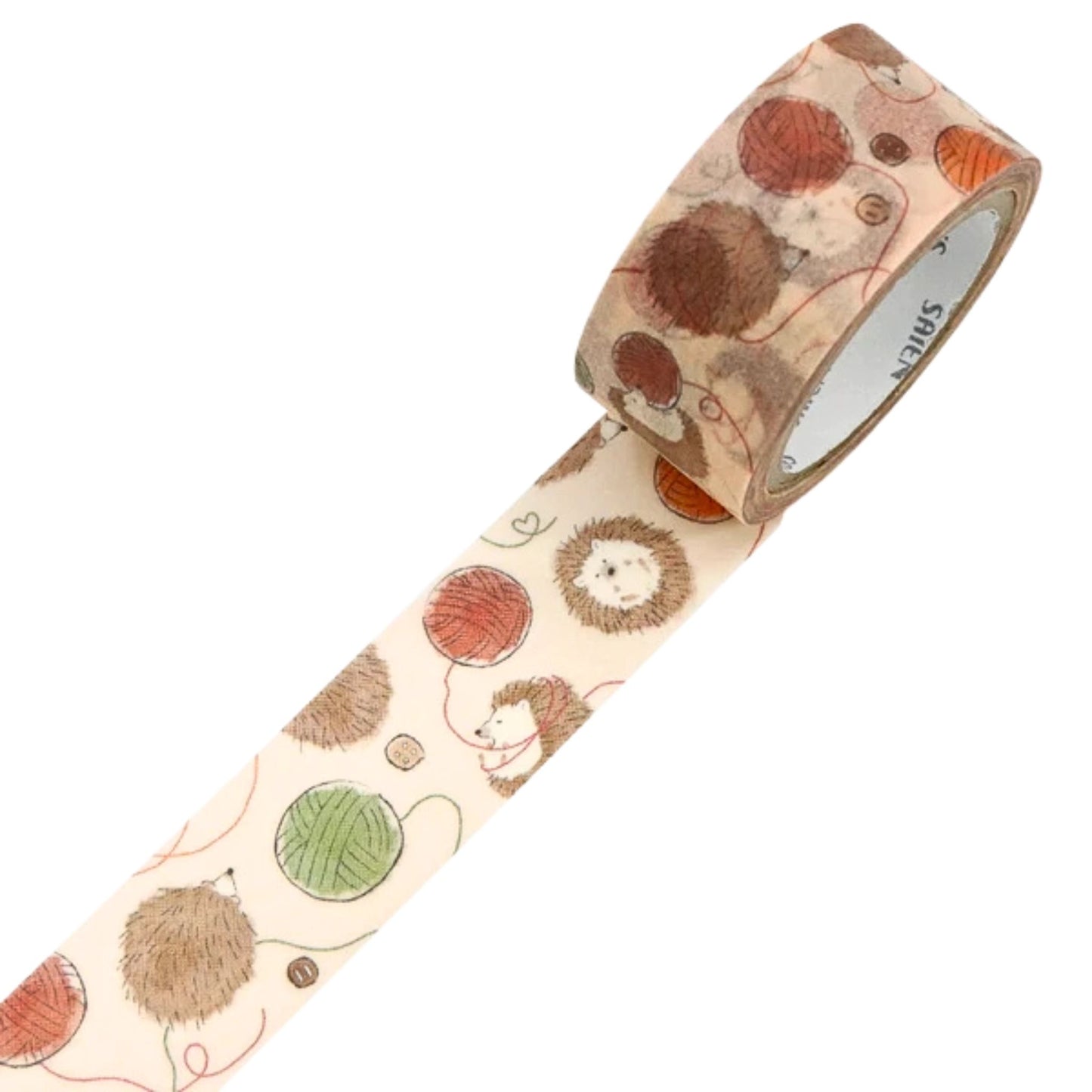 SAIEN - Washi Tape - Hedgehog & Yarn