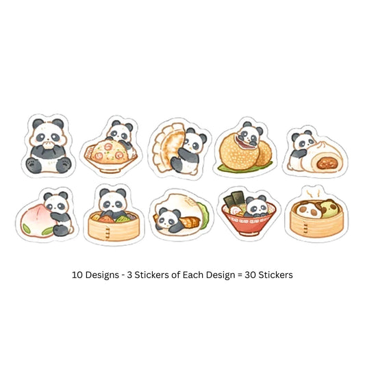 SAIEN - Flake Stickers - Mogumogu Animals - Panda & Yum Cha