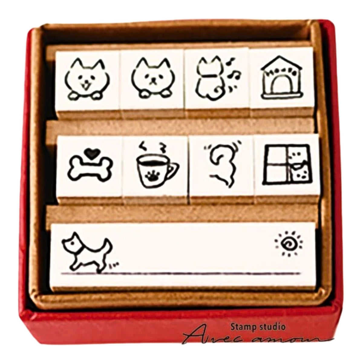 Sanby - Rubber Stamps - 9-Piece - Mini Stamp Set - Dog's Day