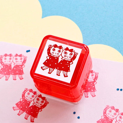 Sanby - Yumi Kitagishi - Pre-inked Stamp - Cat Duo
